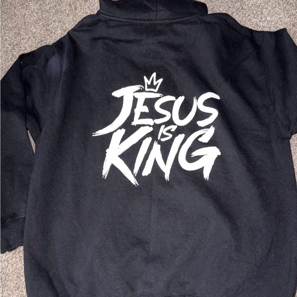 Classic Black Hoodie with 'Jesus is King' Design